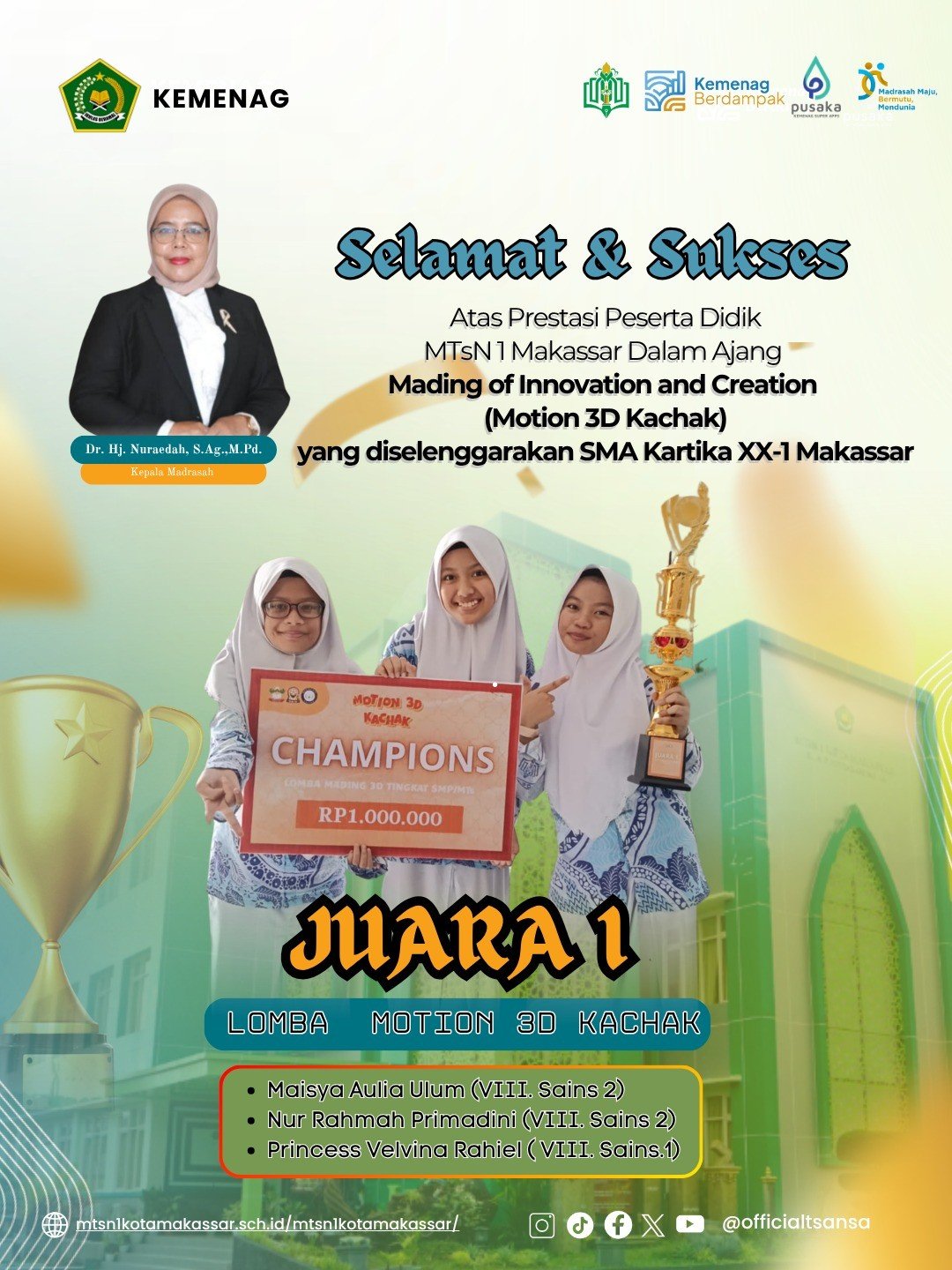 Kreativitas Gemilang! Tim MTsN 1 Makassar Juara 1 Lomba Mading